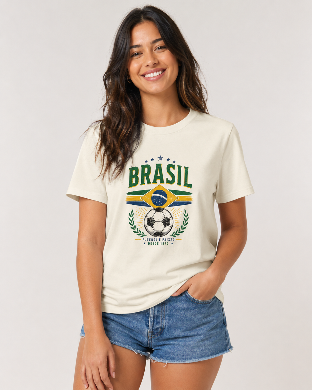 Brasil Vintage Futebol Tee