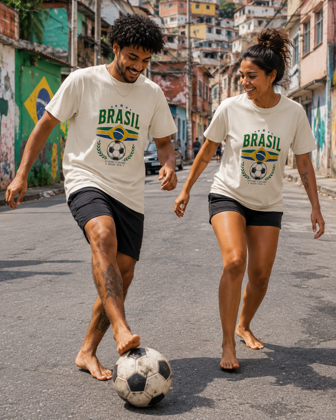 Brasil Vintage Futebol Tee